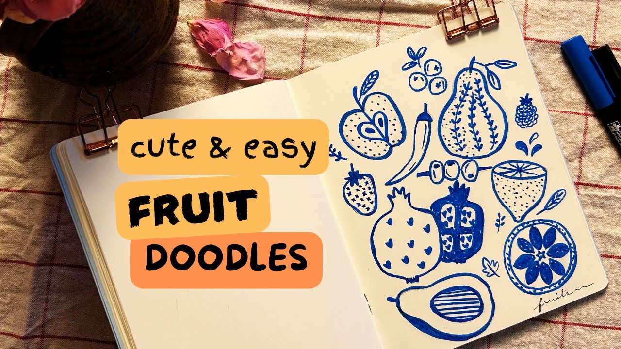 Cute Fruit Doodles for Beginners | Easy Draw along tutorial | How to draw fruits