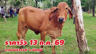 ราคาวัว 13 กรกฎาคม 2569 บ.หนองขาม ต.หนองขาม อ.คอนสวรรค์ จ.ชัยภูมิ เปิดทุกวันจันทร์