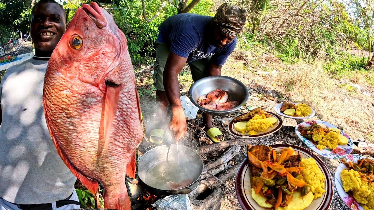 One of the most fun and Unforgettable cookout on the farm sweet potato salad brown stew fish