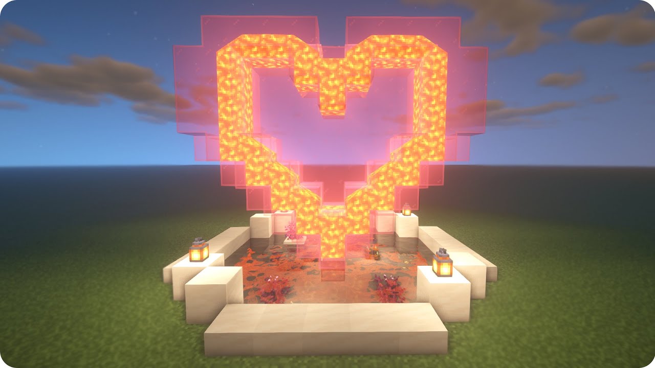 How to build Heart Lava Fountain - Minecraft Tutorial! [ Girl Builder