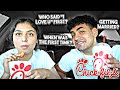 OUR FIRST TIME... ANSWERING JUICY QUESTIONS | CHICK-FIL-A MUKBANG