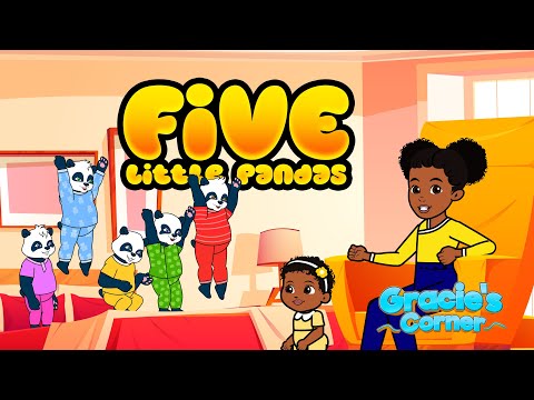 Five Little Pandas Jumping on the Bed | Gracie’s Corner Nursery Rhymes + Kids Songs