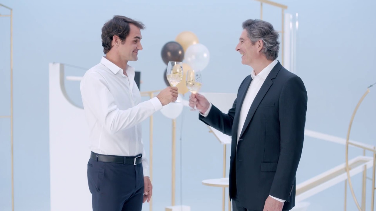 Federer Learns The Perfect Serve With Moët & Chandon