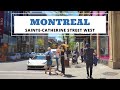 4K Sunny Day Downtown Montreal Walk (Sainte-Catherine Street West)  - Canada 2021