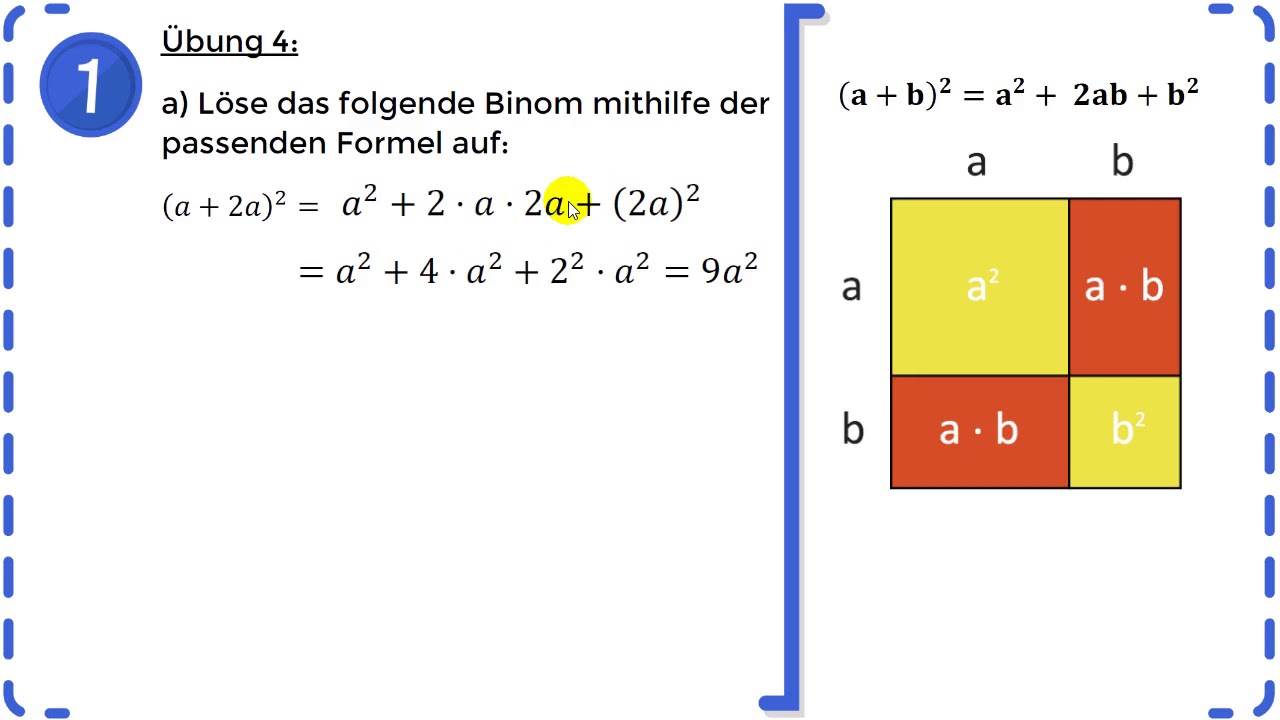 Binomische Formeln Rückwaerts Online übungen 1. Binomische Formel - Binomische Formeln - Übung 4 - YouTube