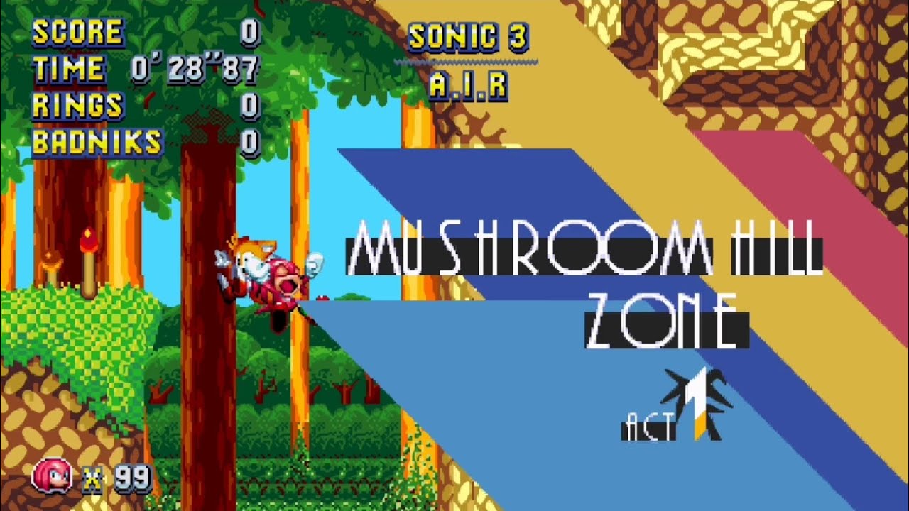 Sonic 3 A.I.R. | Lose Tails Or Else Mod — Gameplay as Mania Knuckles |  