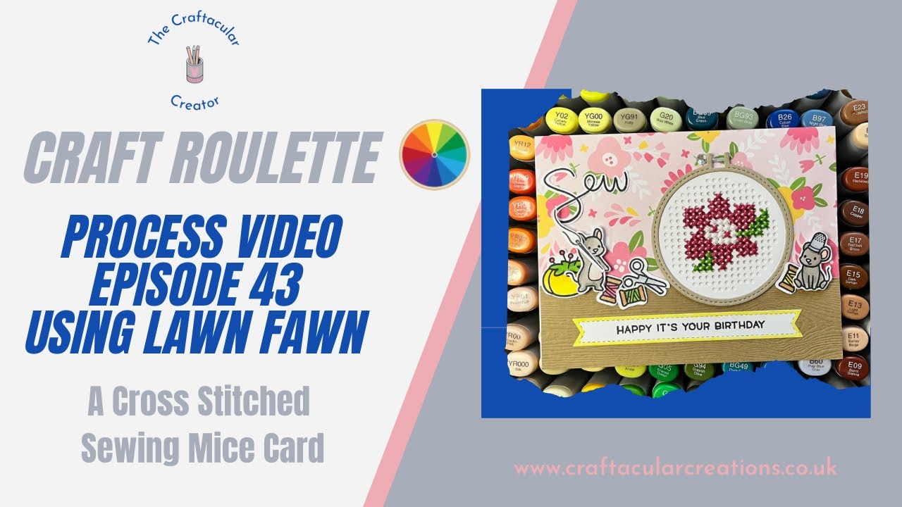 Craft Roulette Process Video #43 Cross Stitch Card Using @lawnfawn ...