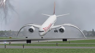 The Dancing Plane - B787 Emergency Landing During Storm | X-plane 11