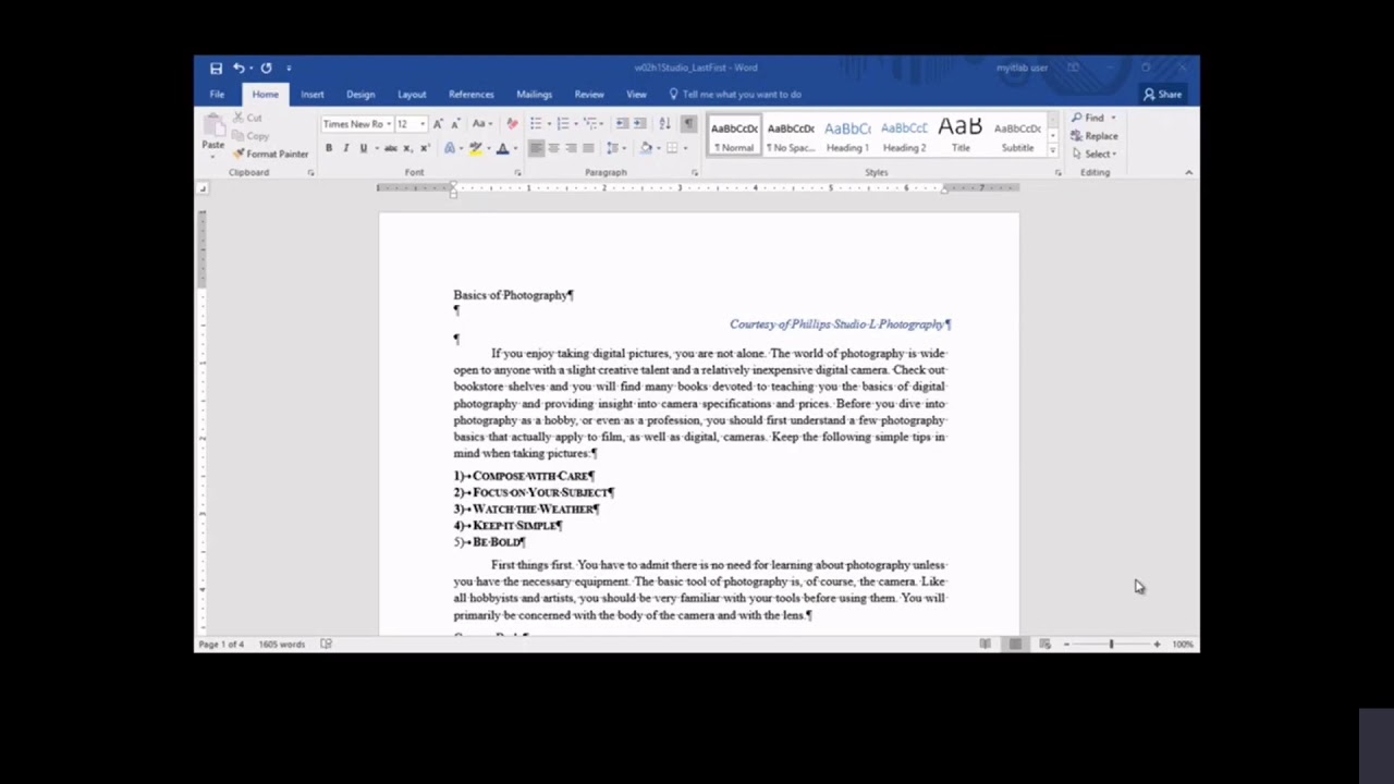 word document presentation styles