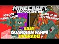 Minecraft Bedrock: Easy Guardian Farm Upgrade! 103K+ Items/Hour Tutorial! MCPE Xbox PC PS4