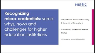 Recognizing micro-credentials: some hows, whys and challenges for HEIs