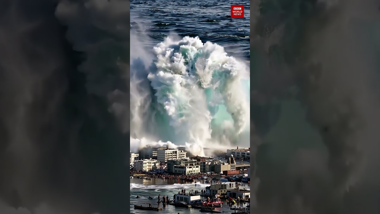 Massive Tsunami Hits Coastal City: Shocking Footage 🌊🏙️