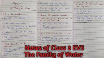 The Family of Water EVS class 3 notes, question and answers Lesson no 5 Karnataka state syllabus