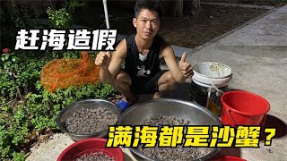 二哥赶海带你做一次我们的当地特色美食沙蟹汁做法，满海都是沙蟹根本抓不完？