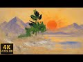 4K Ambient Sunset Painting | 10 hours |  TV Background Screensaver | Wallpaper