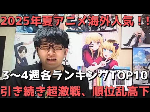 【2025年夏アニメ第3～4週】「海外人気」各ランキングTOP10【Anime Trending、Anime Corner、Reddit(r/anime)】ネタバレなし【引き続き超激戦、順位乱高下】