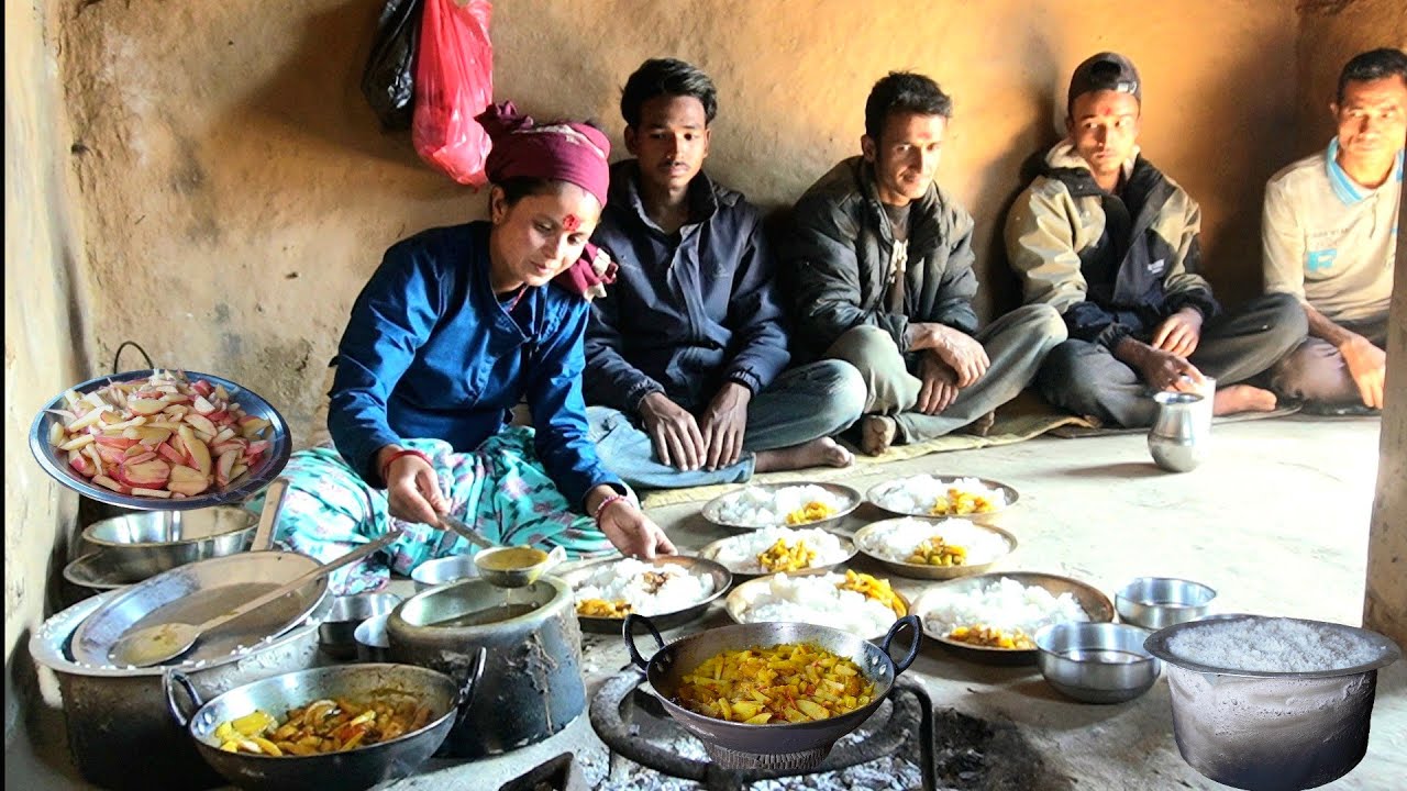 Traditional Wood Fire Cooking in Nepal || Simple & Authentic Dal Bhat ||