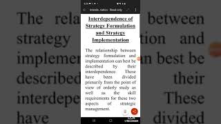 Interdependence of Strategy Formulation and Strategy Implementation