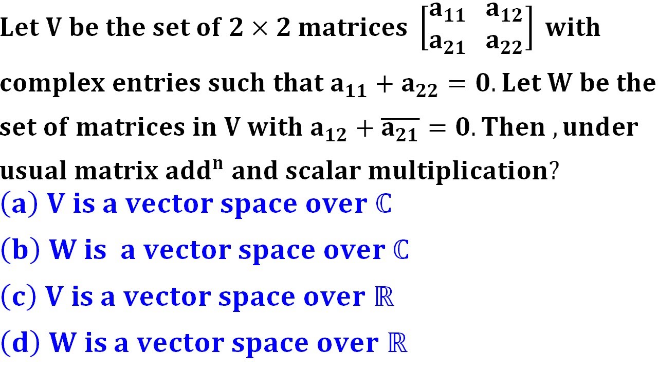 UCL || subspace of vector space || iit jam 2015 linear algebra - YouTube