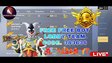 FREE BOT LOBBY 👿- Pubg Mobile Lite BOT LOBBY Matching Live |Join team Code - Rank Push