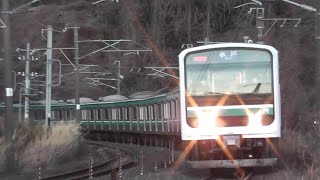 常磐線E501系K704編成（572M 水戸行き）湯本ー泉間の大踏切を通過