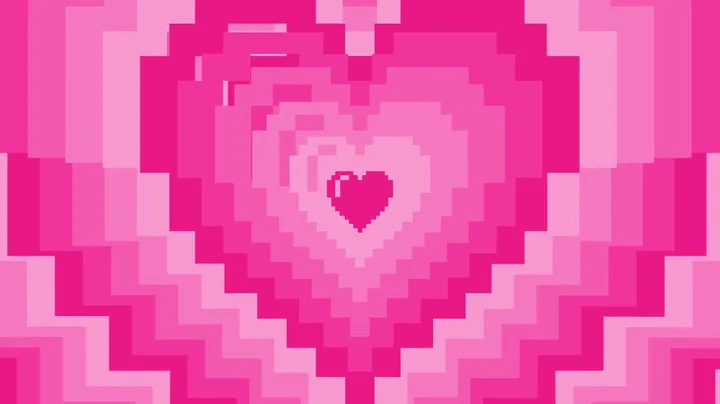 Pink 8-Bit Heart Background Screensaver Loop 1 Hour HD