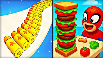 Battery run Vs Sandwiche run gameplay , New top Satisfying ASMR walkthrough video game kids