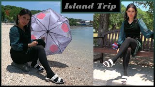 Shiny Pantyhose & Heels At The Beach