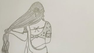 رسم بنت هنديه جميله شعرها طويل بملابس جذابة
