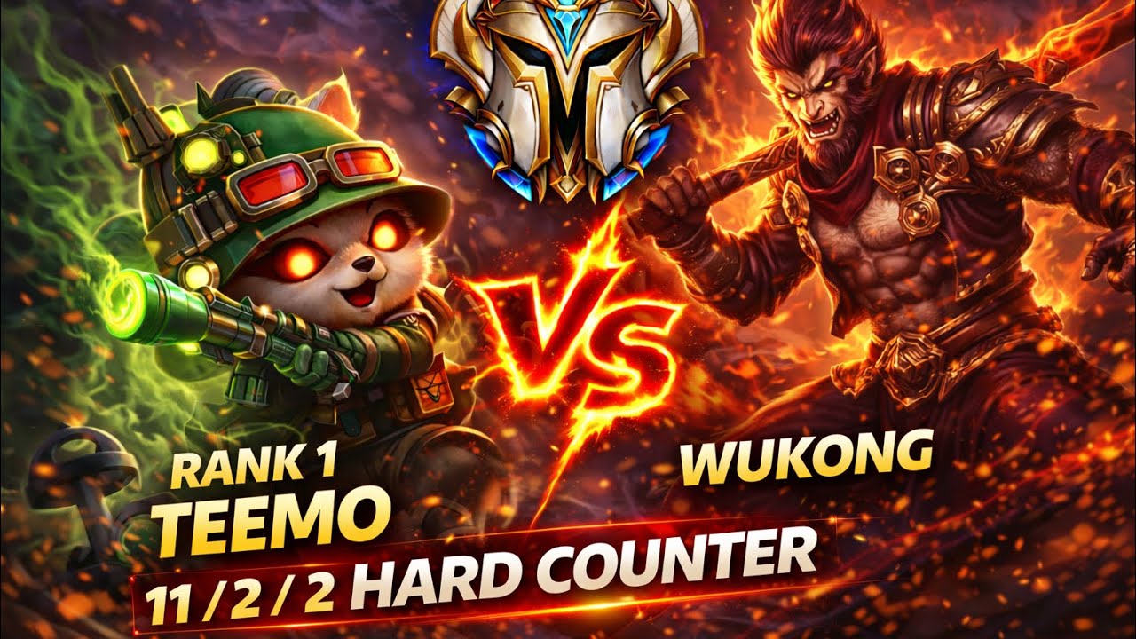 Rank 1 Teemo HARD COUNTERS Wukong Top Land Challenger Ranked Game | 4K Wild Rift Gameplay