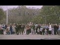 Argentina fans display a giant Messi jersey ahead of World Cup final vs Spain