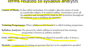 Analysis of Syllabus