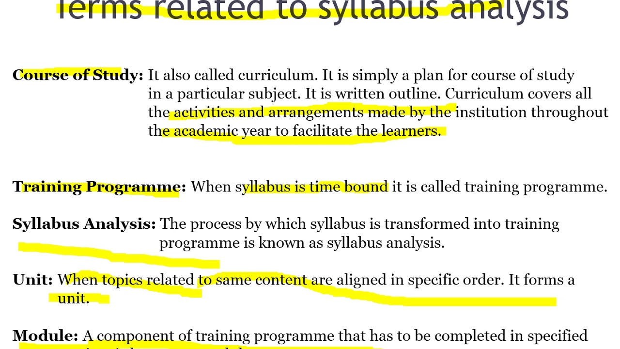 Analysis of Syllabus