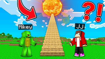 JJ and Mikey Found The LONGEST STAIRS PASSAGE to THE SUN in Minecraft Maizen!