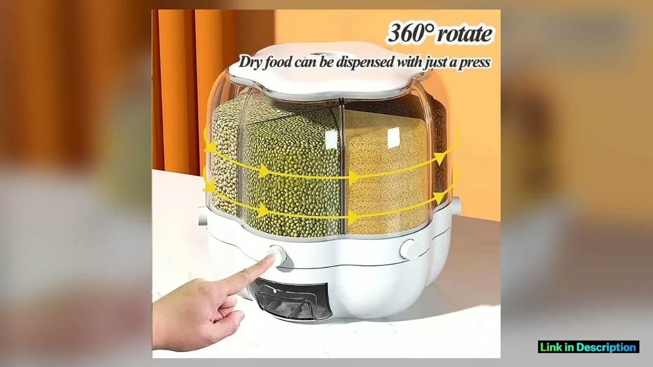 Cereal Dispenser Container Countertop Food Flour Snack Display 360 Rotating Dry Food Storage Jar