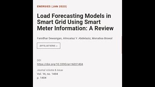 Load Forecasting Models in Smart Grid Using Smart Meter Information: A Review | RTCL.TV