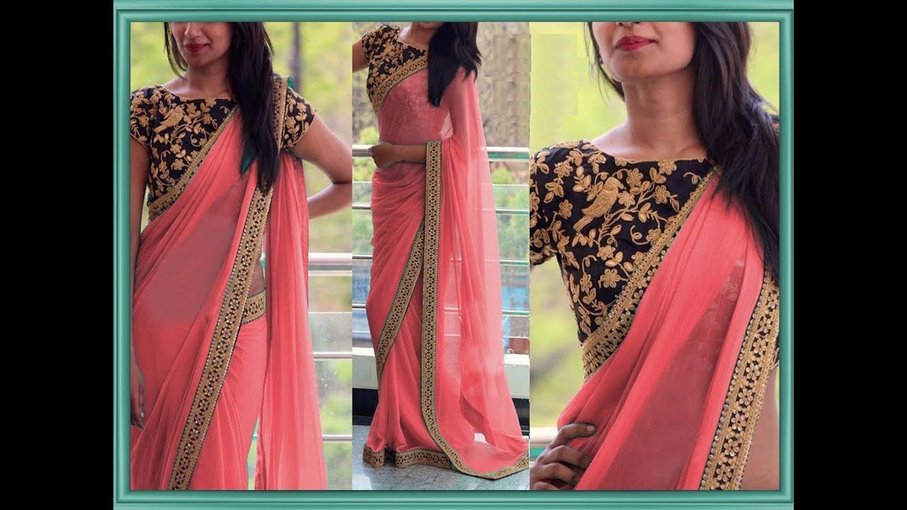 plain fancy saree with designer blouse