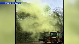 Pollen bomb after digger hits tree in Millville, New Jersey