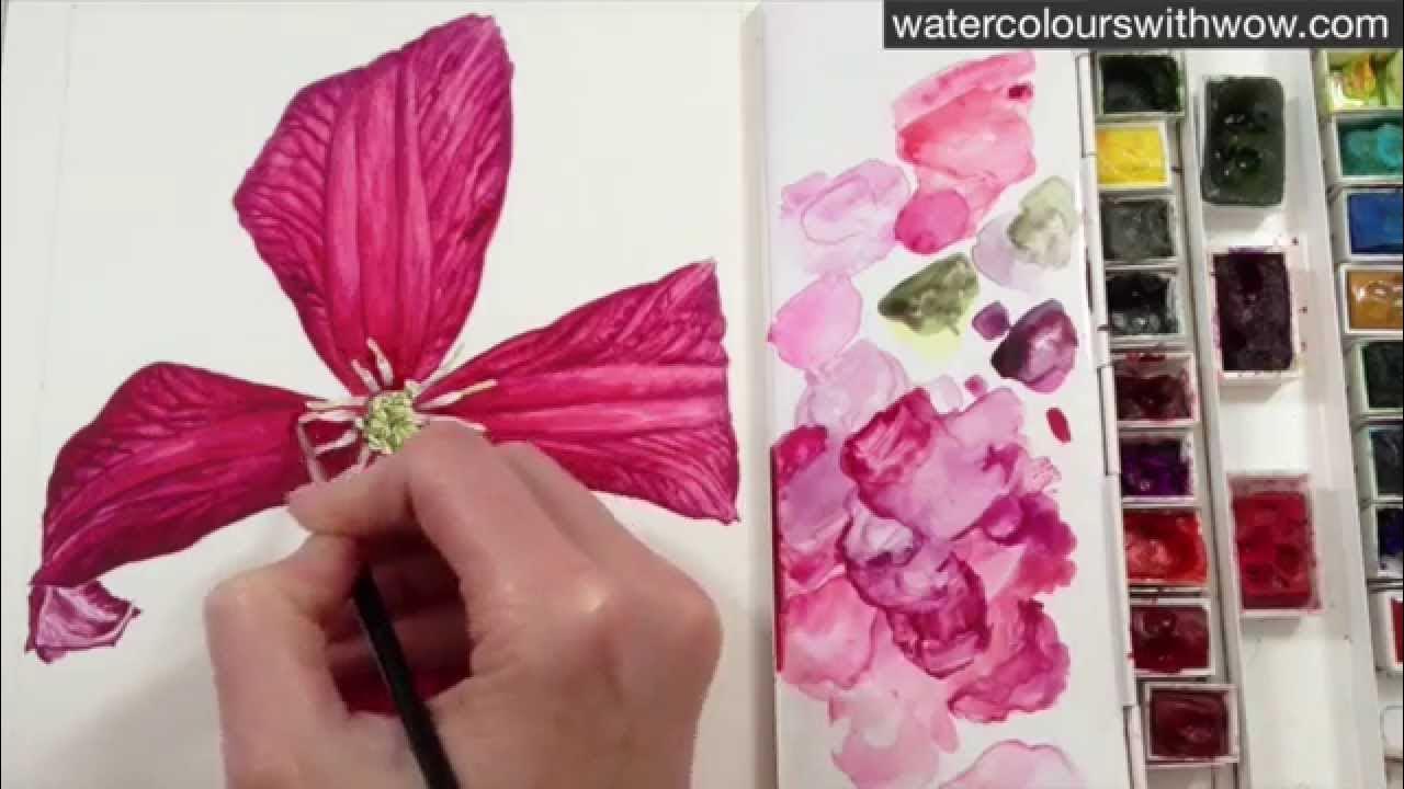 How to paint realistic flower stamens in watercolour by Anna Mason