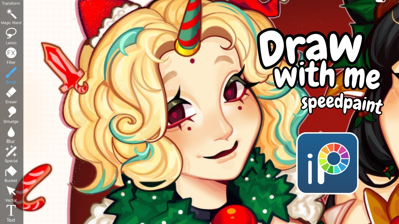 Draw w/ me 🎄 Belated Christmas | Ibispaint | iPad ASMR + Speedpaint ...