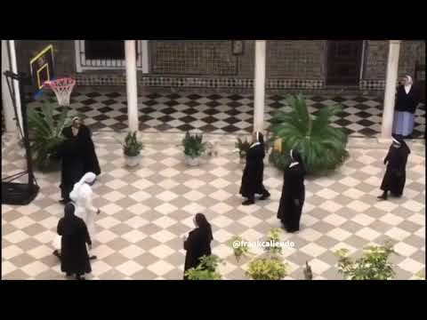 Charles Barkley, Shaq and Marv Albert do Play by play of the Sevilla Spain Nuns Playing Basketball