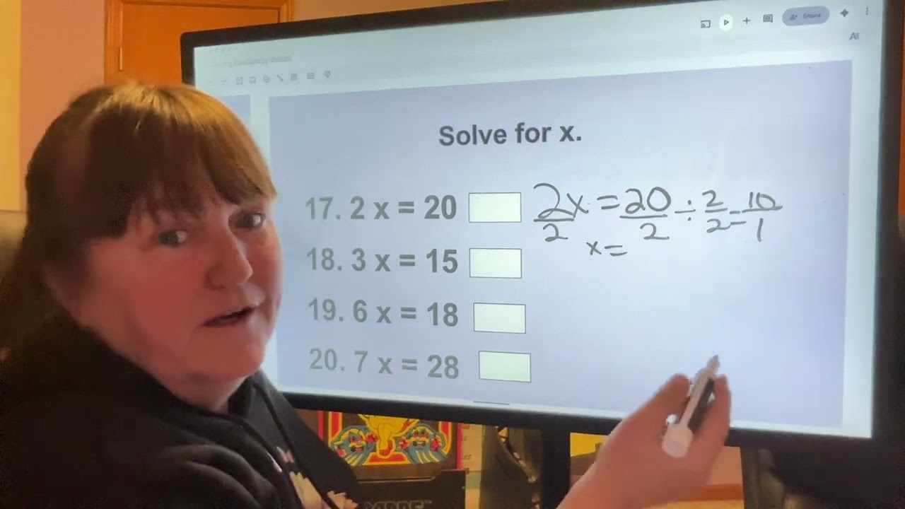 Solving Equations by Division Part 5 .   Algebra help.