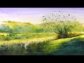 Sunlight along the riverside road | Watercolor landscape painting