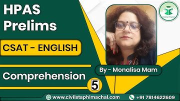 HPAS Prelims CSAT Revision | English Lecture 5 | Comprehension | Himachal