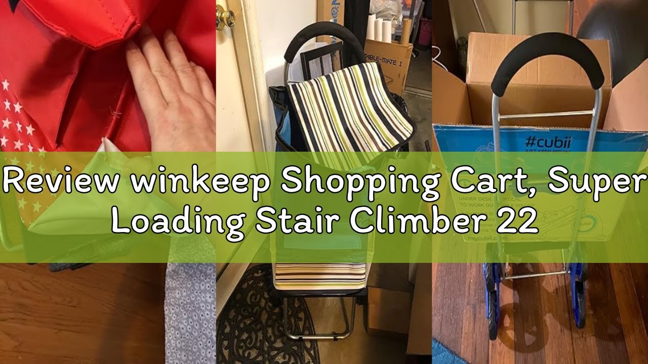 Review winkeep Shopping Cart, Super Loading Stair Climber 220 lbs Capacity, Grocery Foldable Trolley