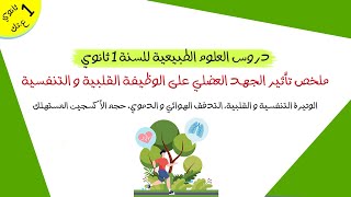 ملخص تأثير الجهد العضلي على الوظيفة القلبية و التنفسية | أولى ثانوي علوم و تكنولوجيا
