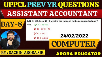 UPPCL Computer Class | UPPCL Assistant Accountant Computer Previous Year Questions | Day-8 |