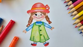 Drawing a cute colourful girl in 6 min @FaberCastellGroup #drawingtutorial #drawingforkid