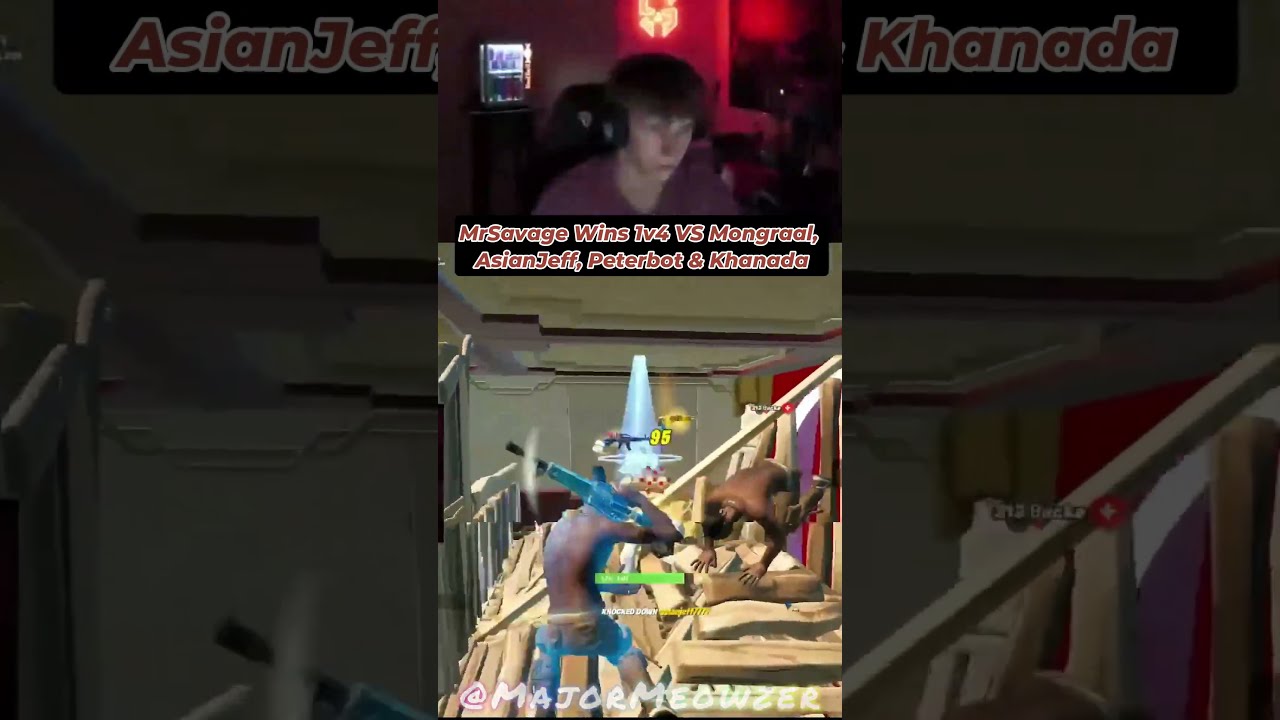 MrSavage Wins 1v4 VS Mongraal ASianJeff Peterbot Khanada