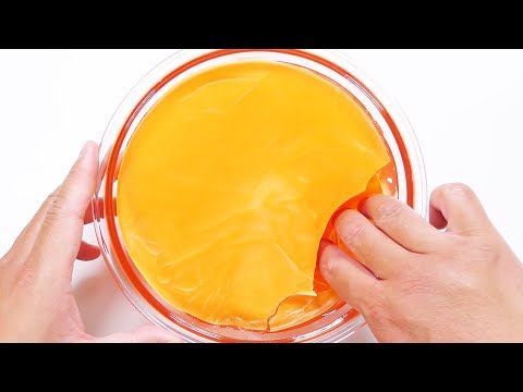 【DIY】表面パキパキのオレンジぷるぷるスライムの作り方【slime ASMR】